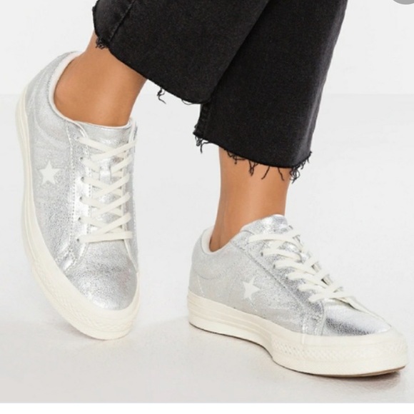 converse one star metallic leather sneakers